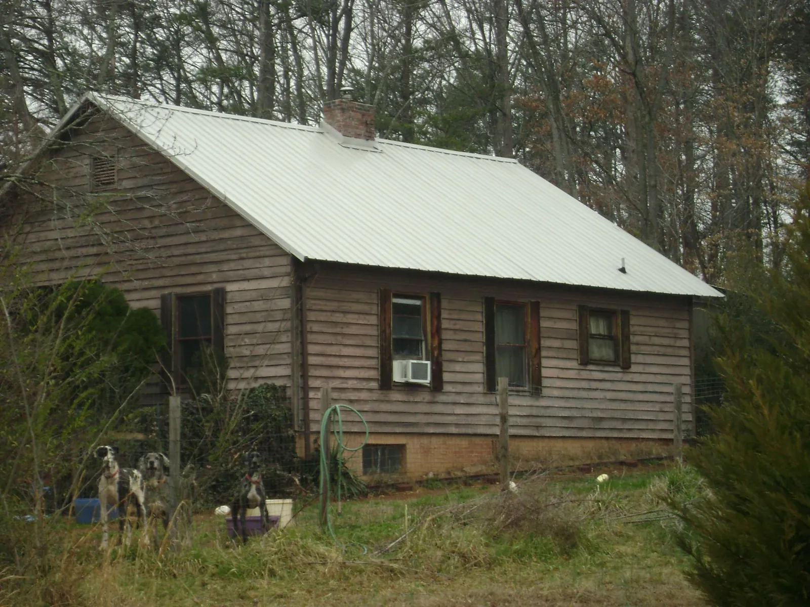 White metal roof on an old wood sided farmhouse, from a Asphalt Shingle Roof Repair job in Fort Lee